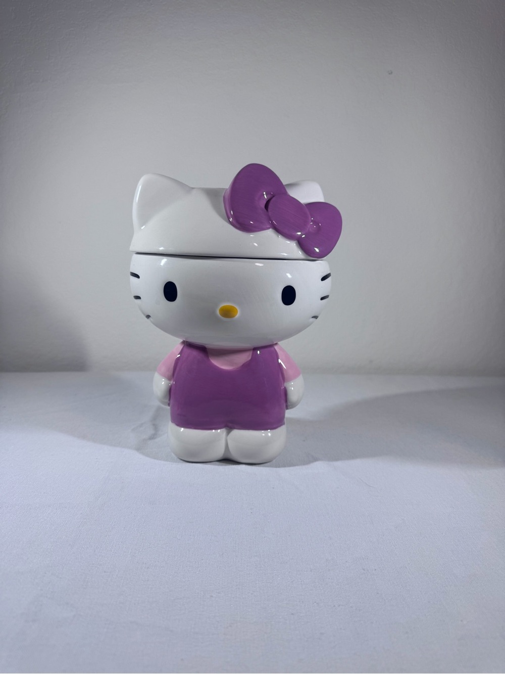 Hello Kitty Purple Bow Ceramic Figurine Container